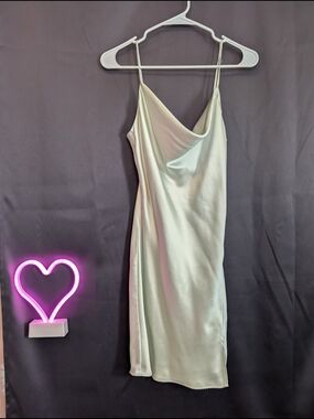 Satin Slip Dress in Mint Green - Elegant Spaghetti Strap Dress Dress Is MoreMint